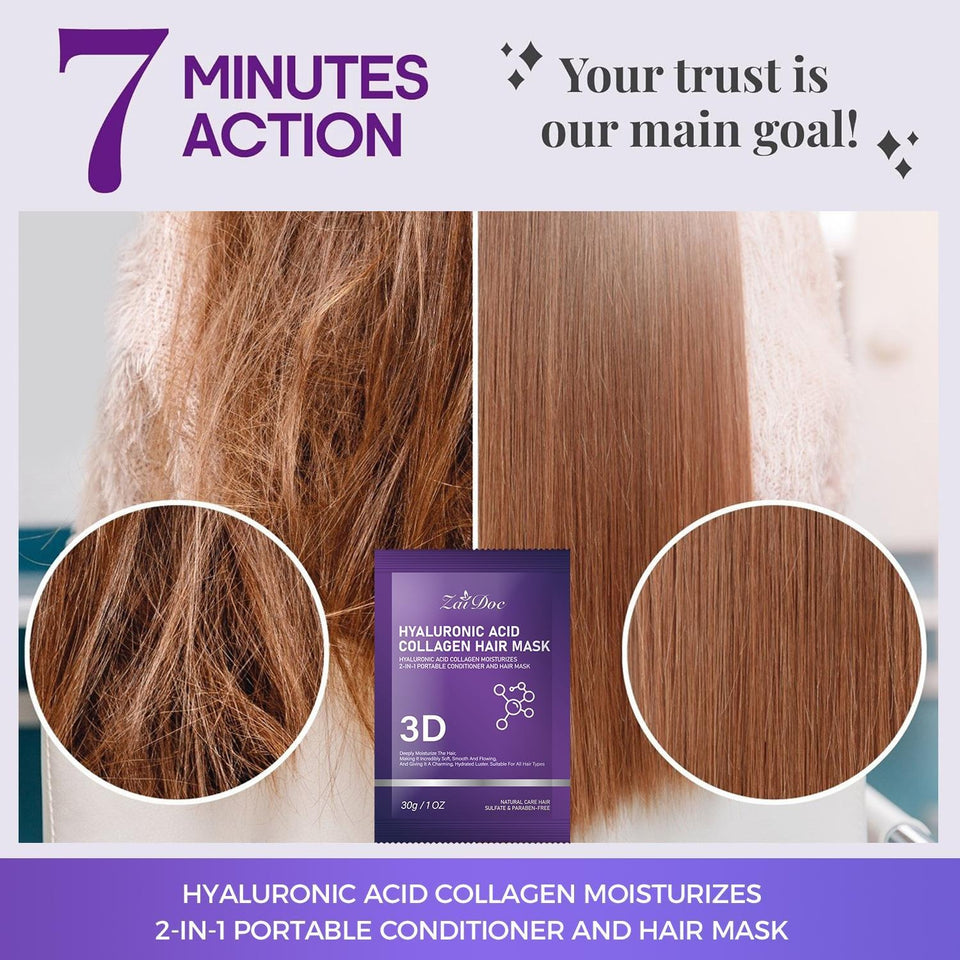 5PCS-3D Hyaluronic Acid & Collagen Hair Mask 30g