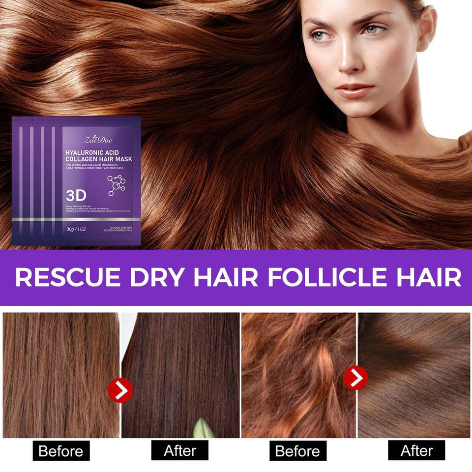5PCS-3D Hyaluronic Acid & Collagen Hair Mask 30g