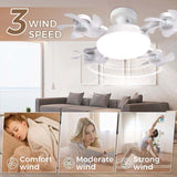 E27 Socket Ceiling Fan Light — 2-in-1 Silent LED Fan with Remote Control, 3 Wind Speeds & 3-Color Dimming